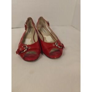 Steve‎ Madden Spair Red Patent Leather Peep Toe Flats Shoes 8 Medium Nice!